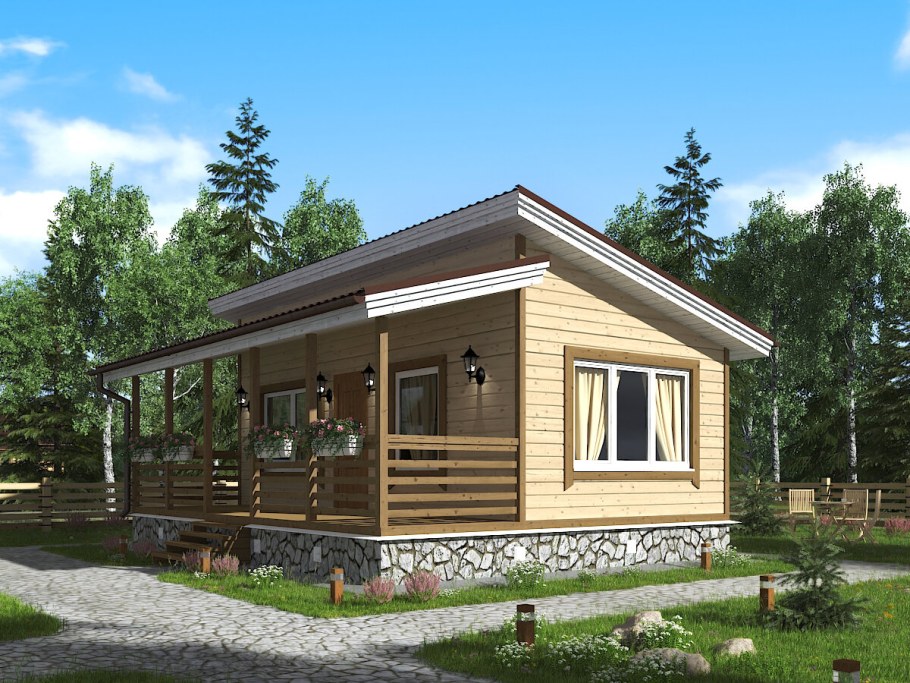 Баня с односкатной крышей 3х5
