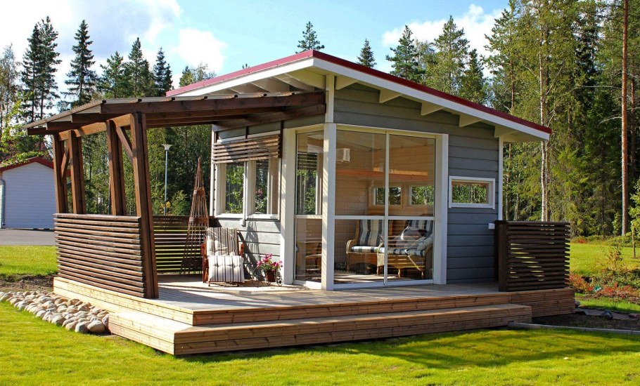 Tiny House с односкатной крышей проект