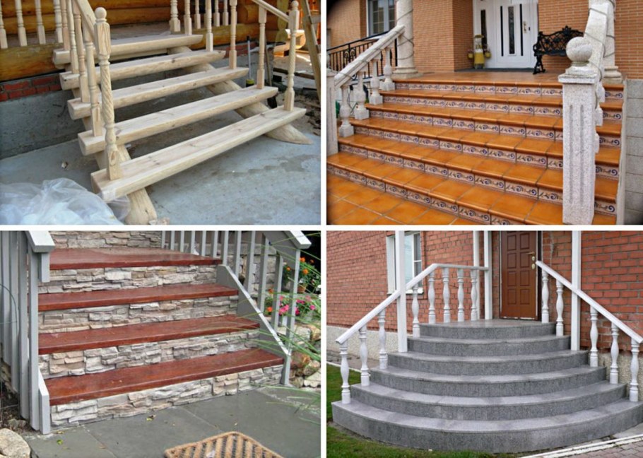 Деревянные ступеньки на бетонное крыльцо