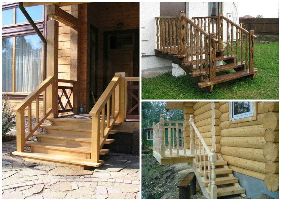 Деревянные перила для крыльца