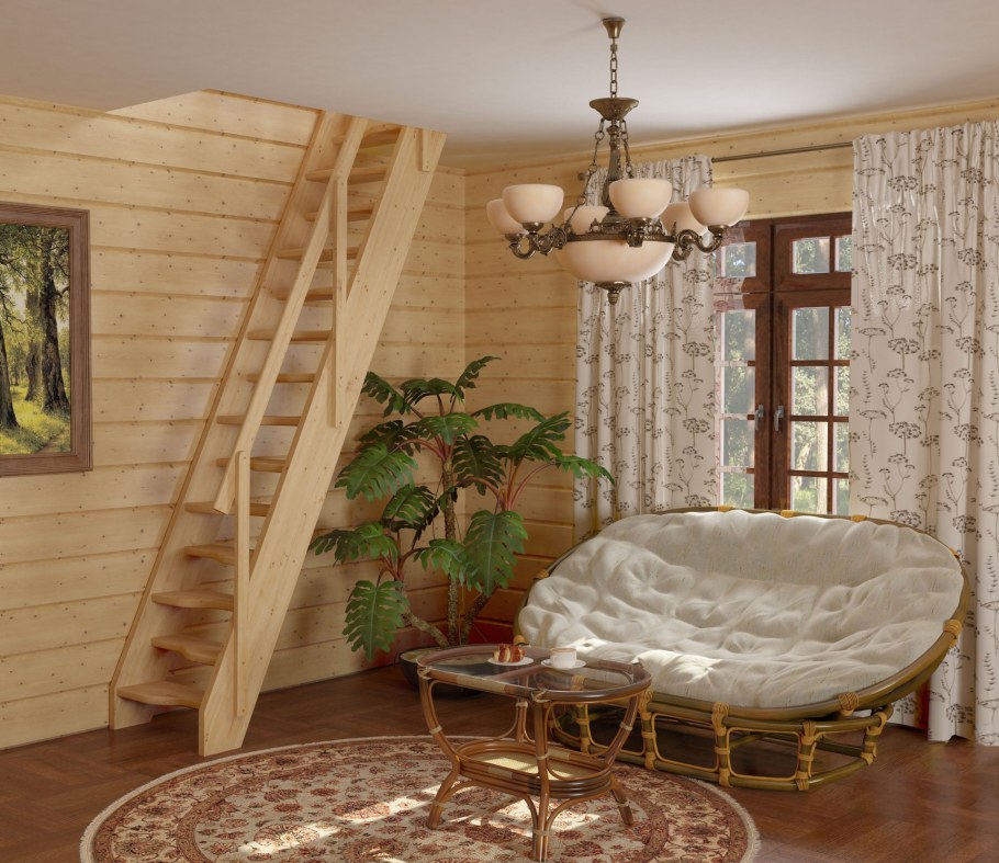 Лестница из сосны к-007м