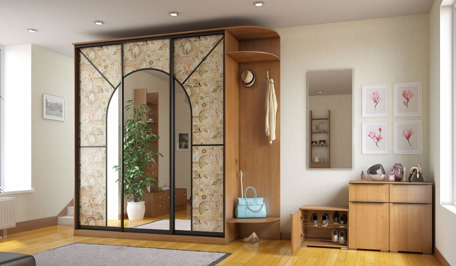 Шкаф-купе в прихожую с зеркалом