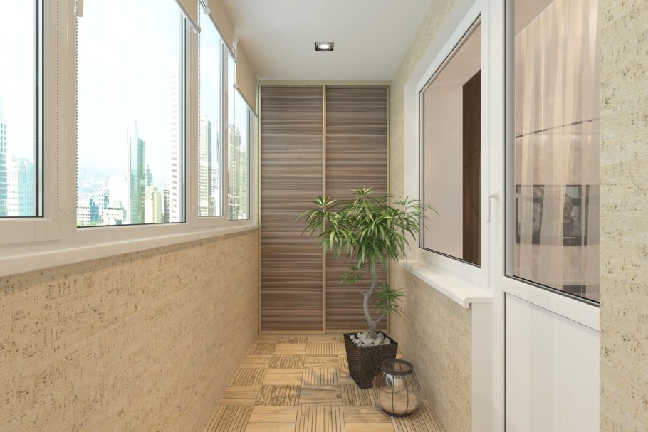 Отделка балкона декоративным камнем