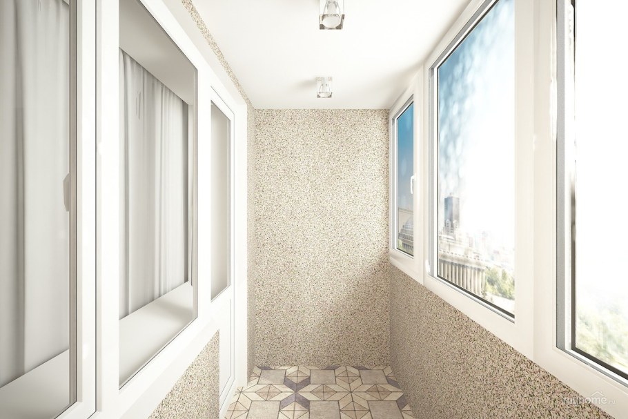 Дизайнерская отделка балкона декоративным камнем