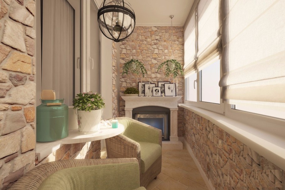 Отделка балкона камнем