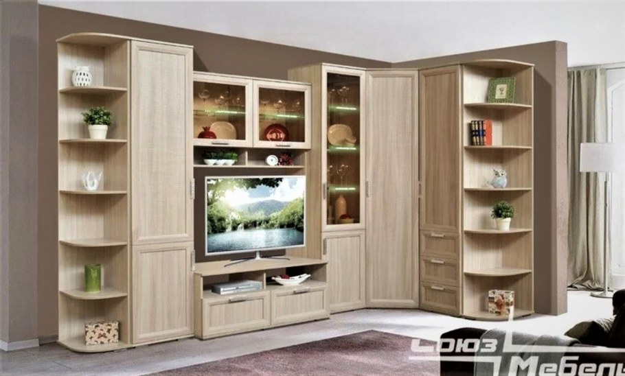 Гостиная Корвет Люкс ясень шимо светлый