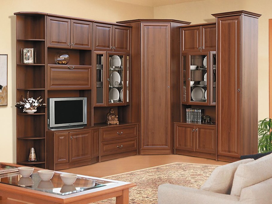 Классические стенки с угловым шкафом