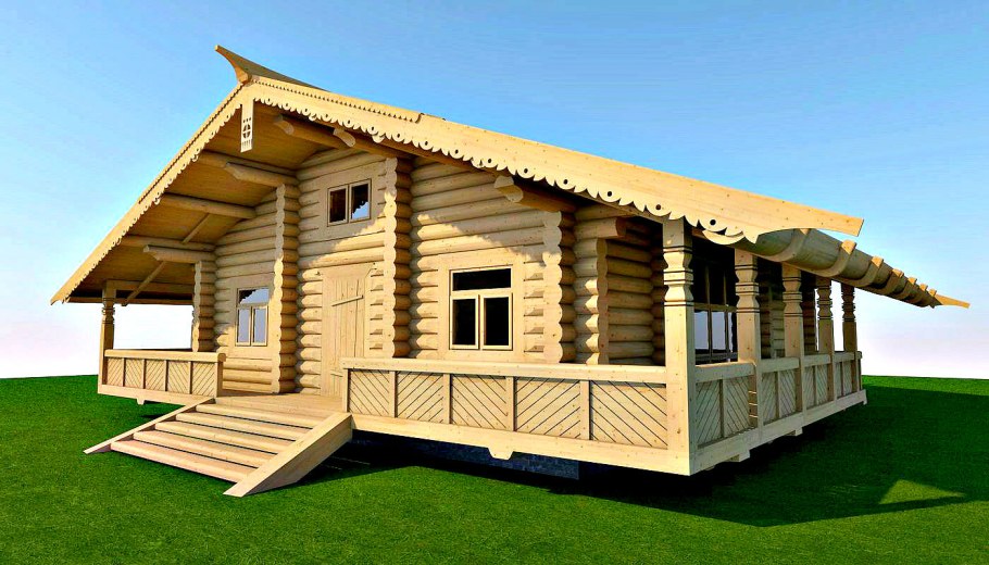 Дом Скандинавия из оцилиндрованного бревна