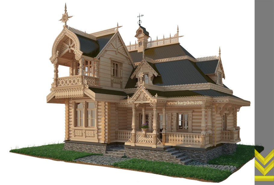 Городецкая глухая домовая резьба