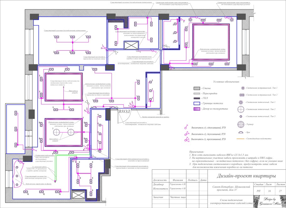 Схема размещения светильников Армстронг