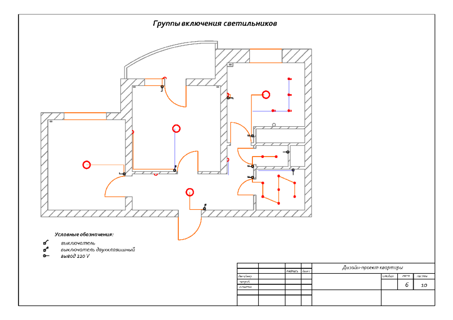 Схема электропроводки аварийного освещения