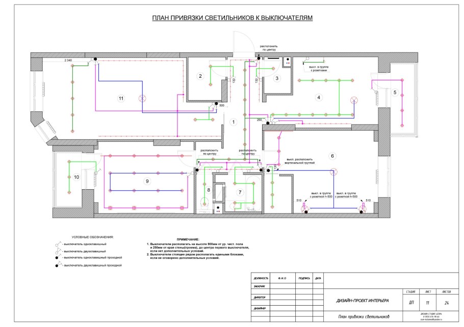 Схема электропроводки освещения в офисных помещениях