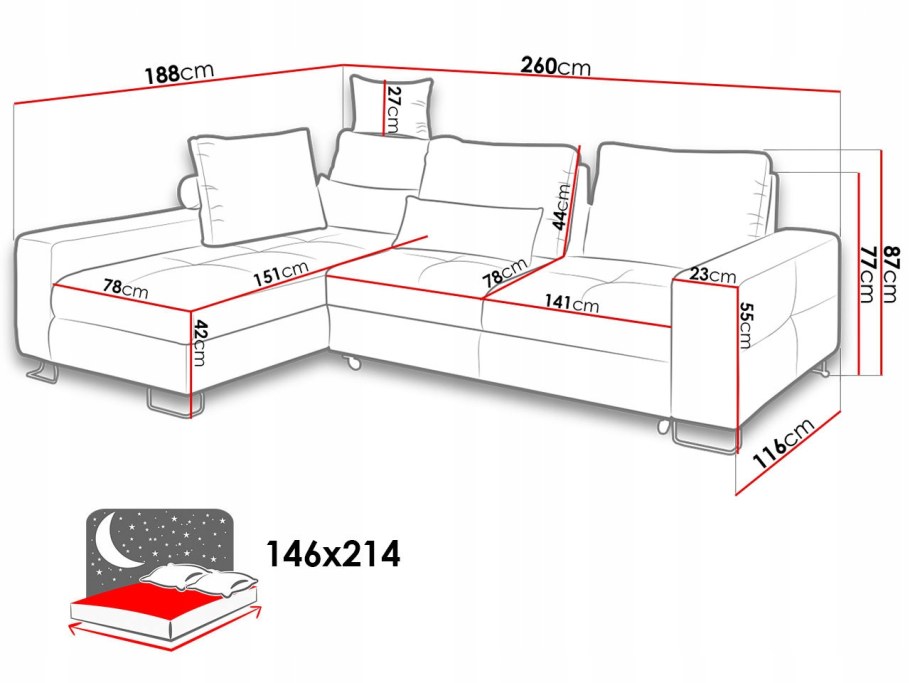 Угловой диван чертеж сбоку