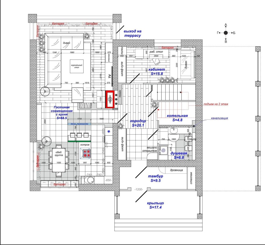 Технический дизайн квартиры с размерами