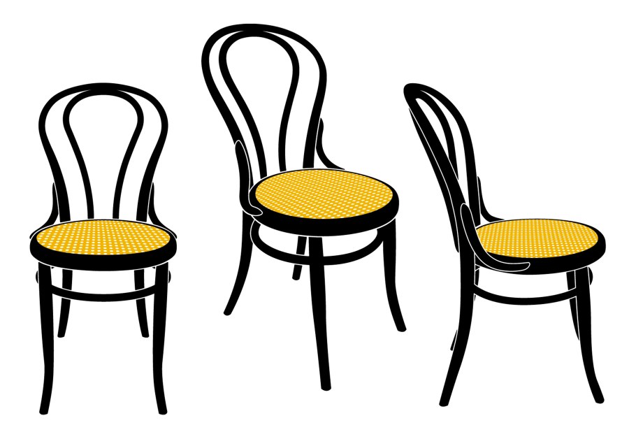 Три стула на белом фоне