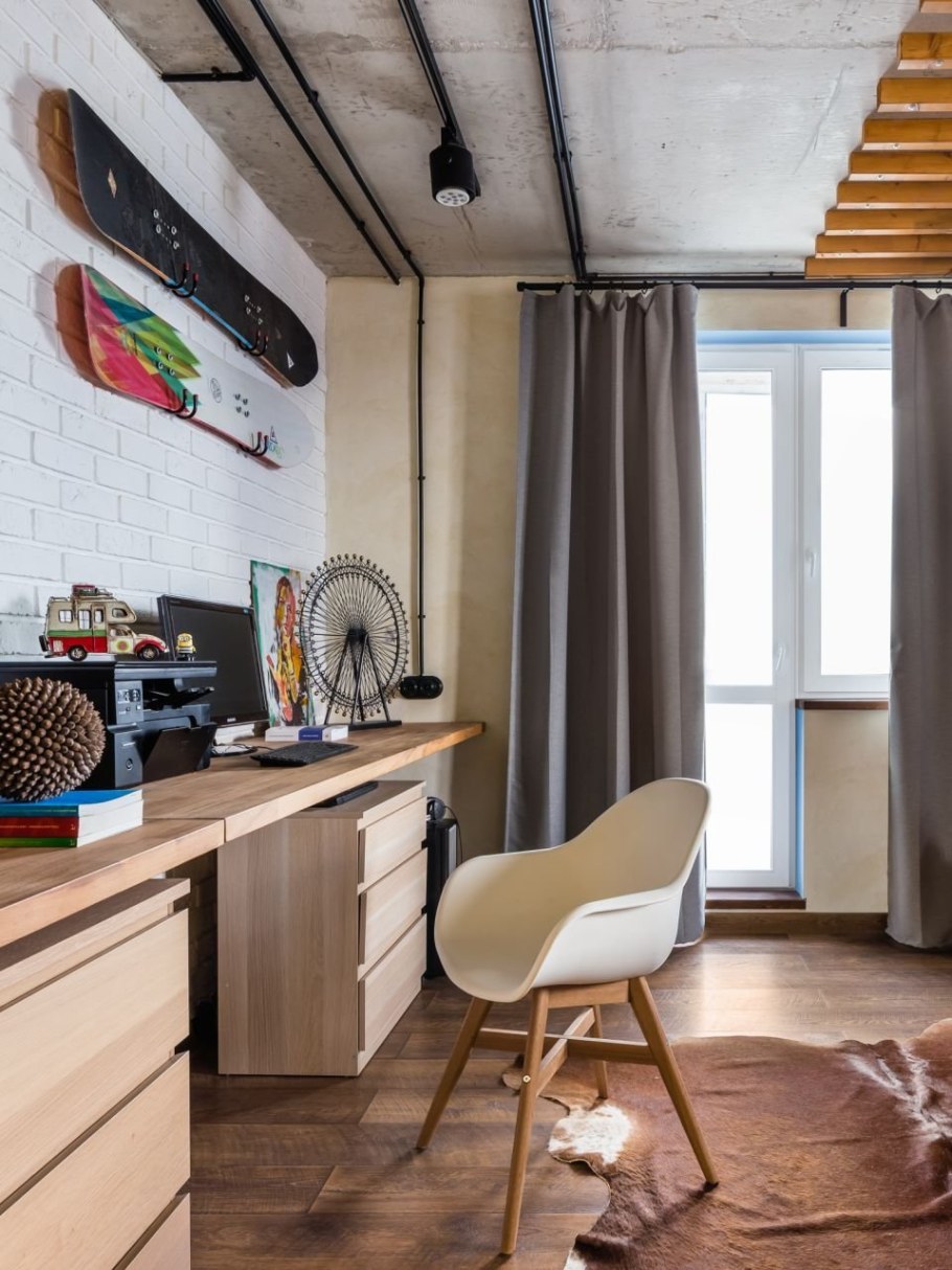 Гостиная лофт 40кв