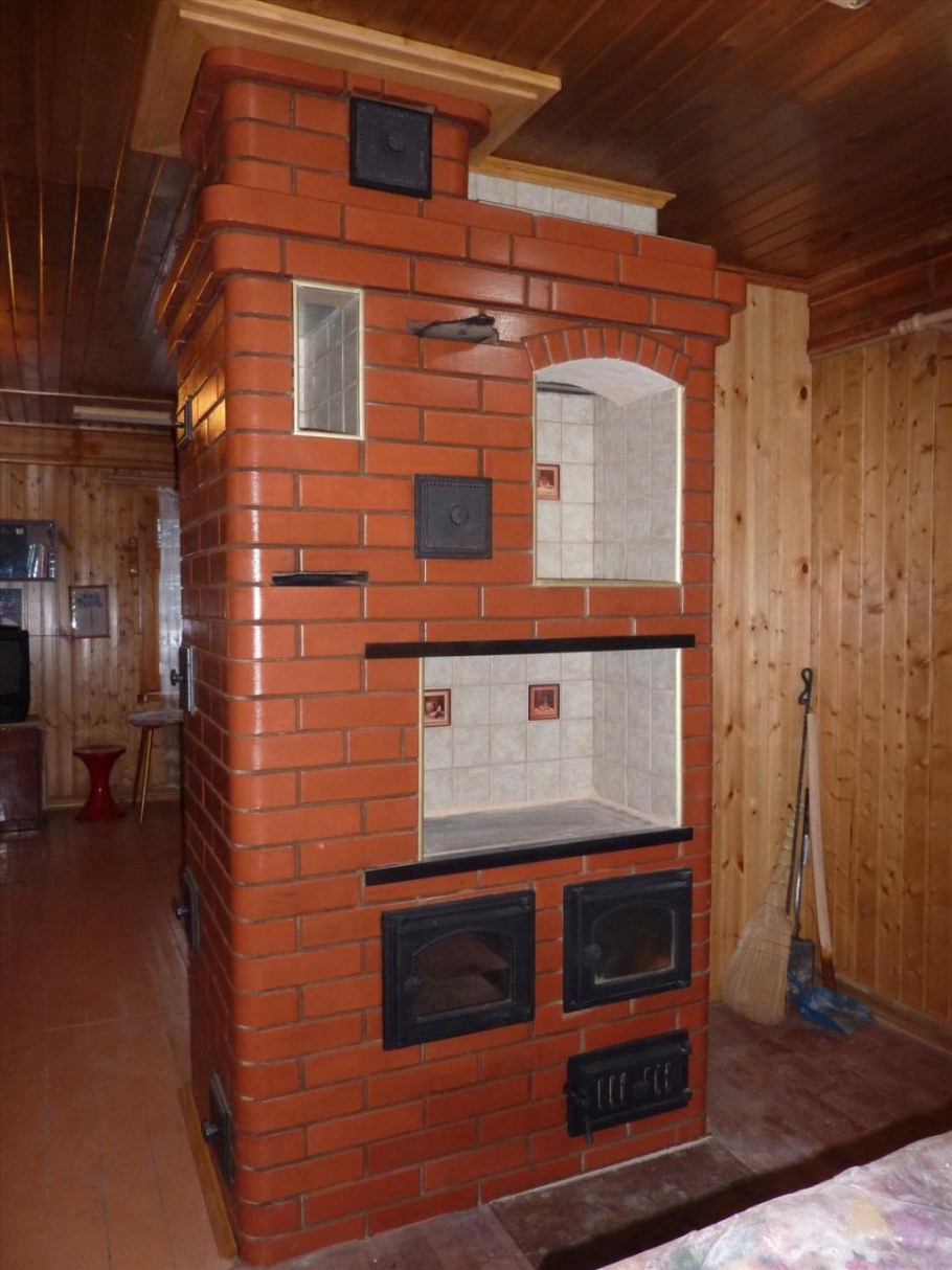 Печь шведка отопительно-варочная с духовкой кирпичная