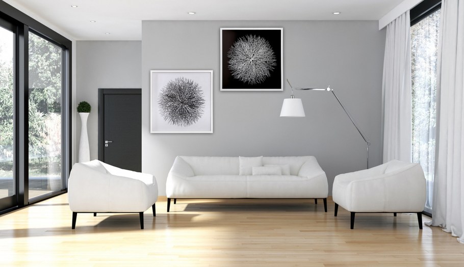 Кондиционер в интерьере в гостиной