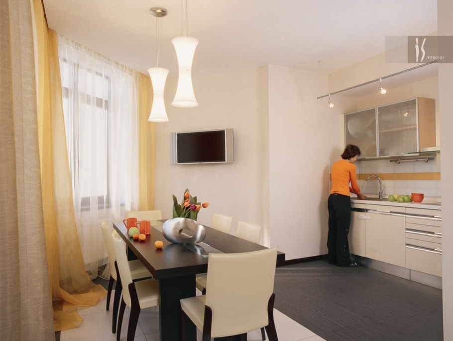 Кондиционер в кухне гостиной