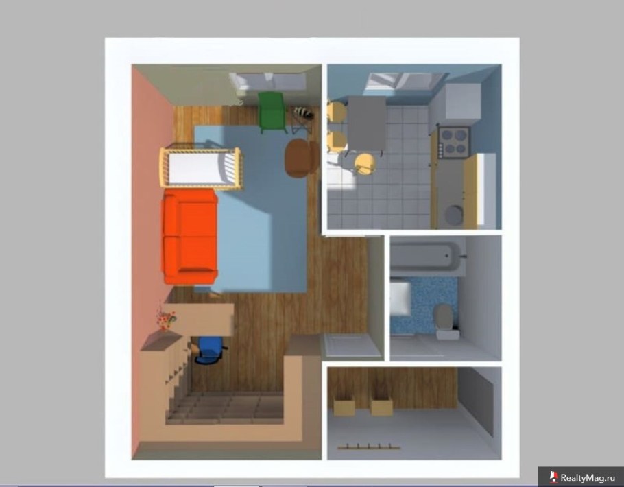 Расстановка мебели в однокомнатной квартире