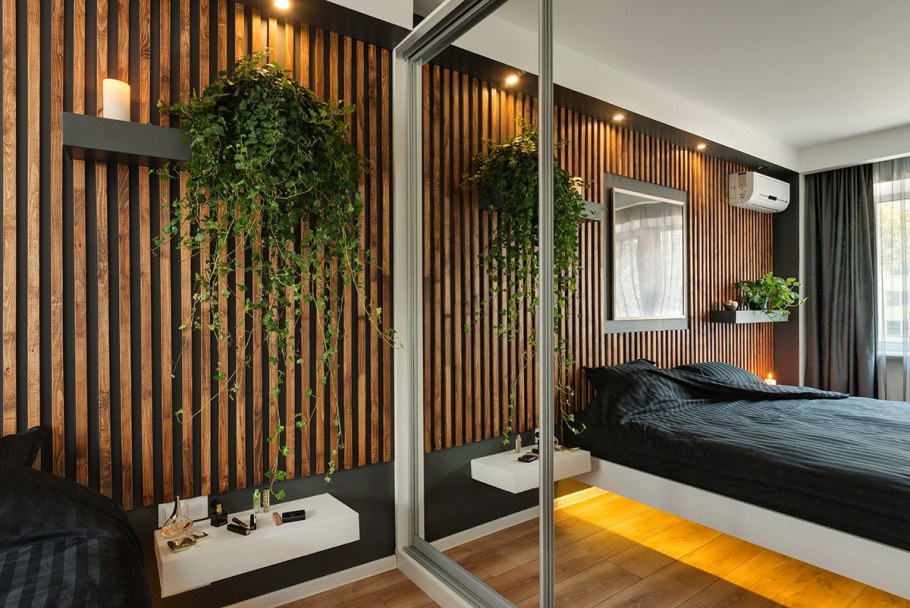 Деревянные рейки в интерьере