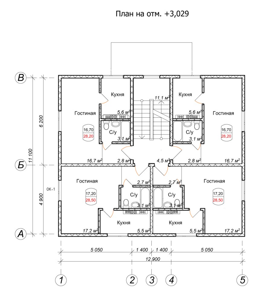 Чертежи 3 этажного жилого дома с планом