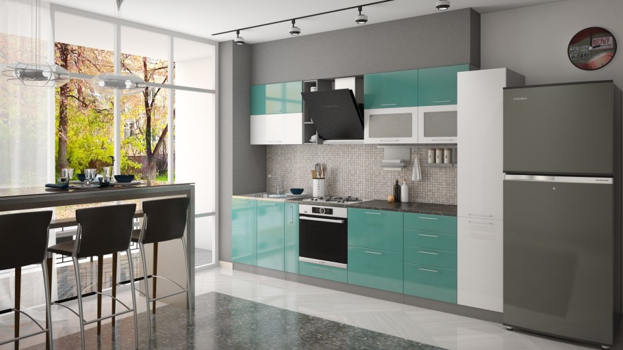 Кухня София олива бирюза