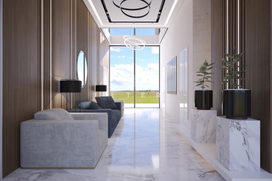 Холл в хайтек стиле в доме