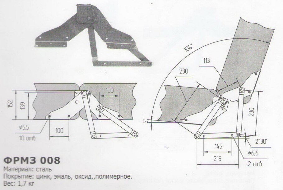 Схема сборки механизма аккордеон на металлокаркасе