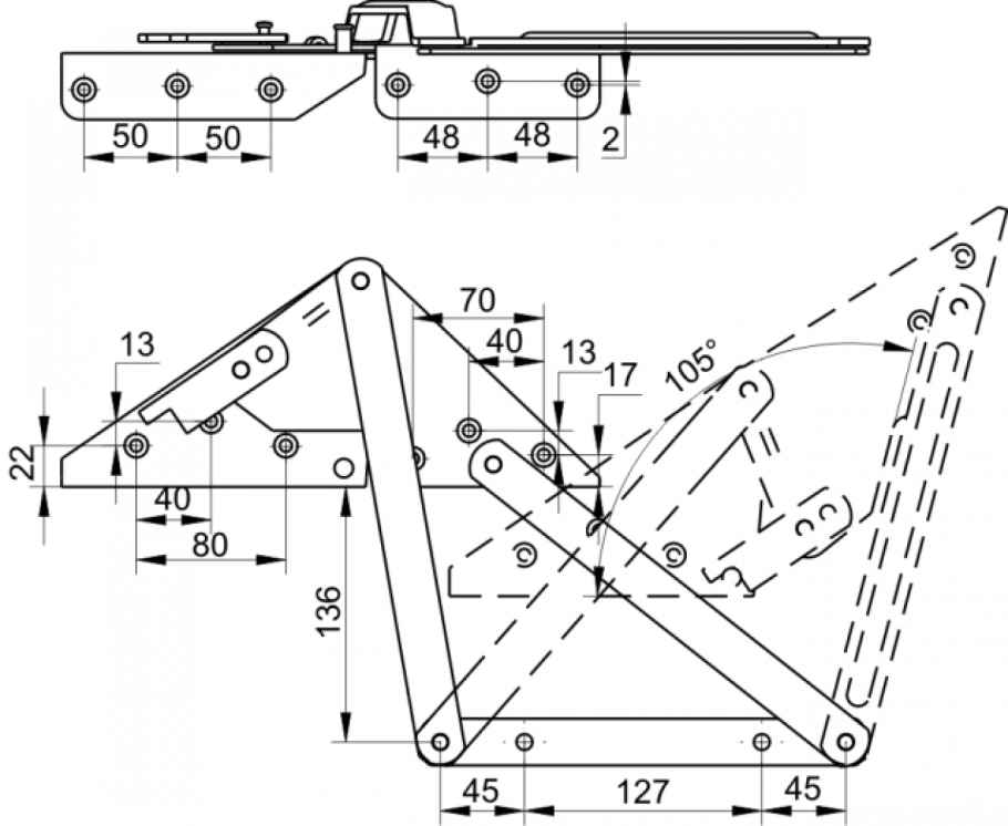 Чертеж механизма трансформации клик-кляк