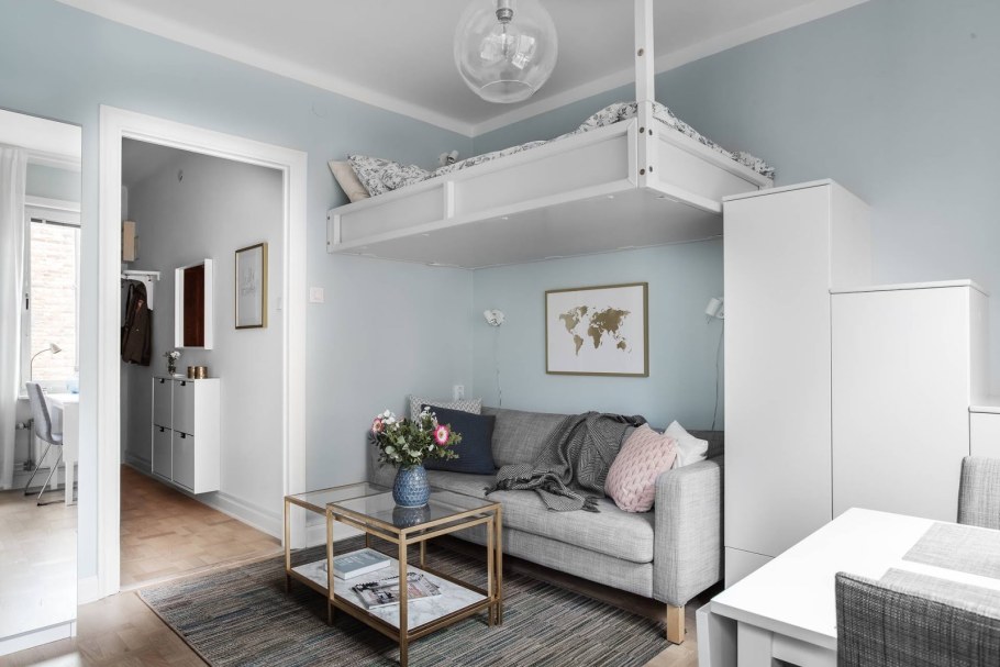 Квартира студия в скандинавском стиле 25 кв м