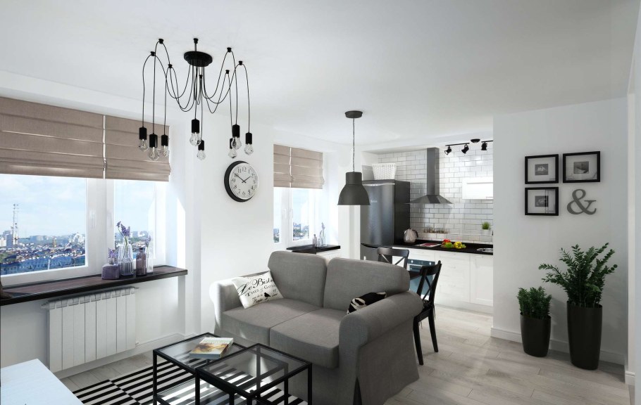 Скандинавский интерьер в квартире 40 кв