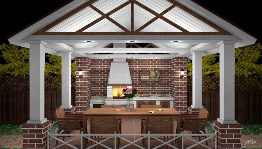 Проект веранды с барбекю