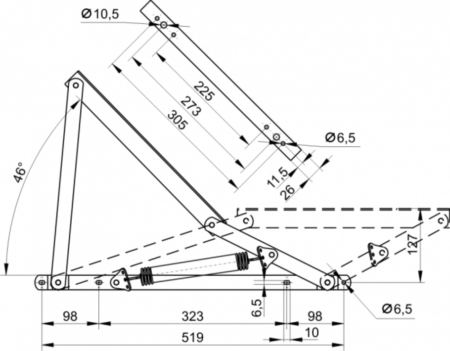 Пружинный механизм подъема тахты МП-498