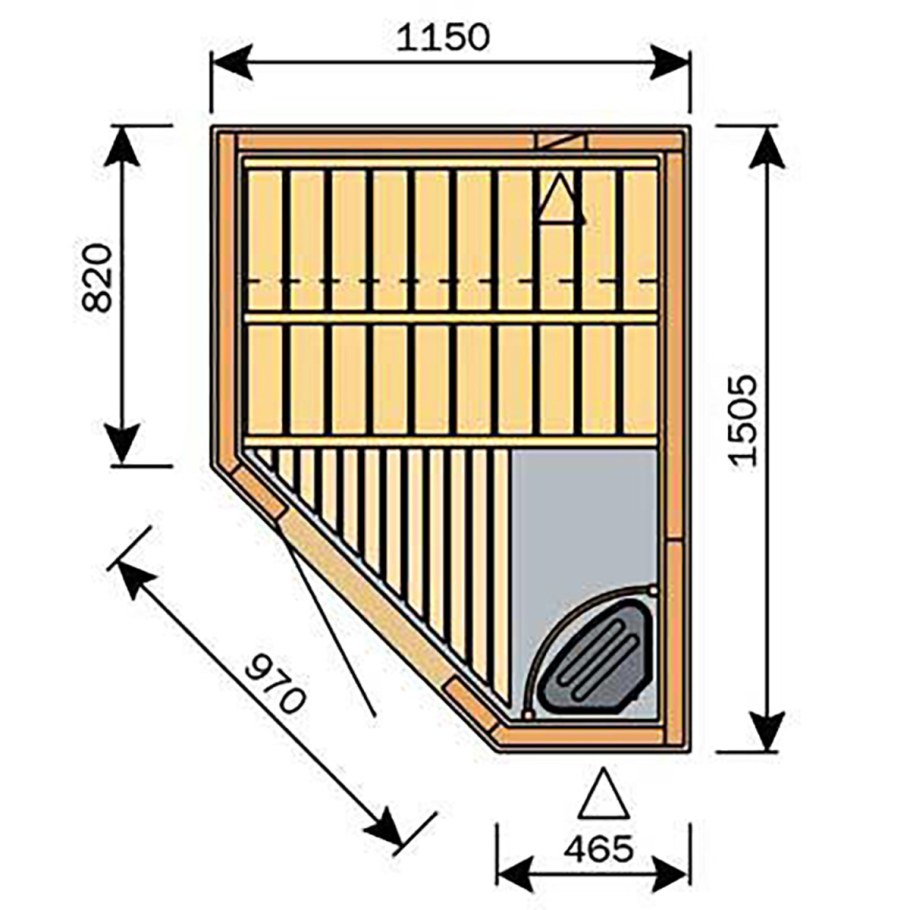 Планировка парилки 2х3