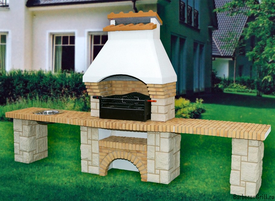 Помпейская печь с мангалом и казаном