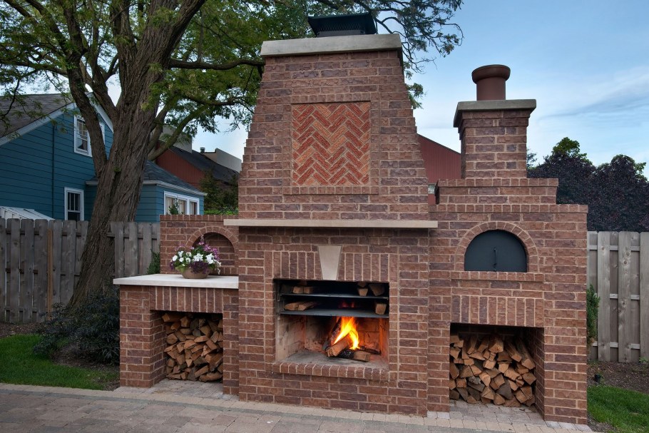 Уличная печь под казан из кирпича