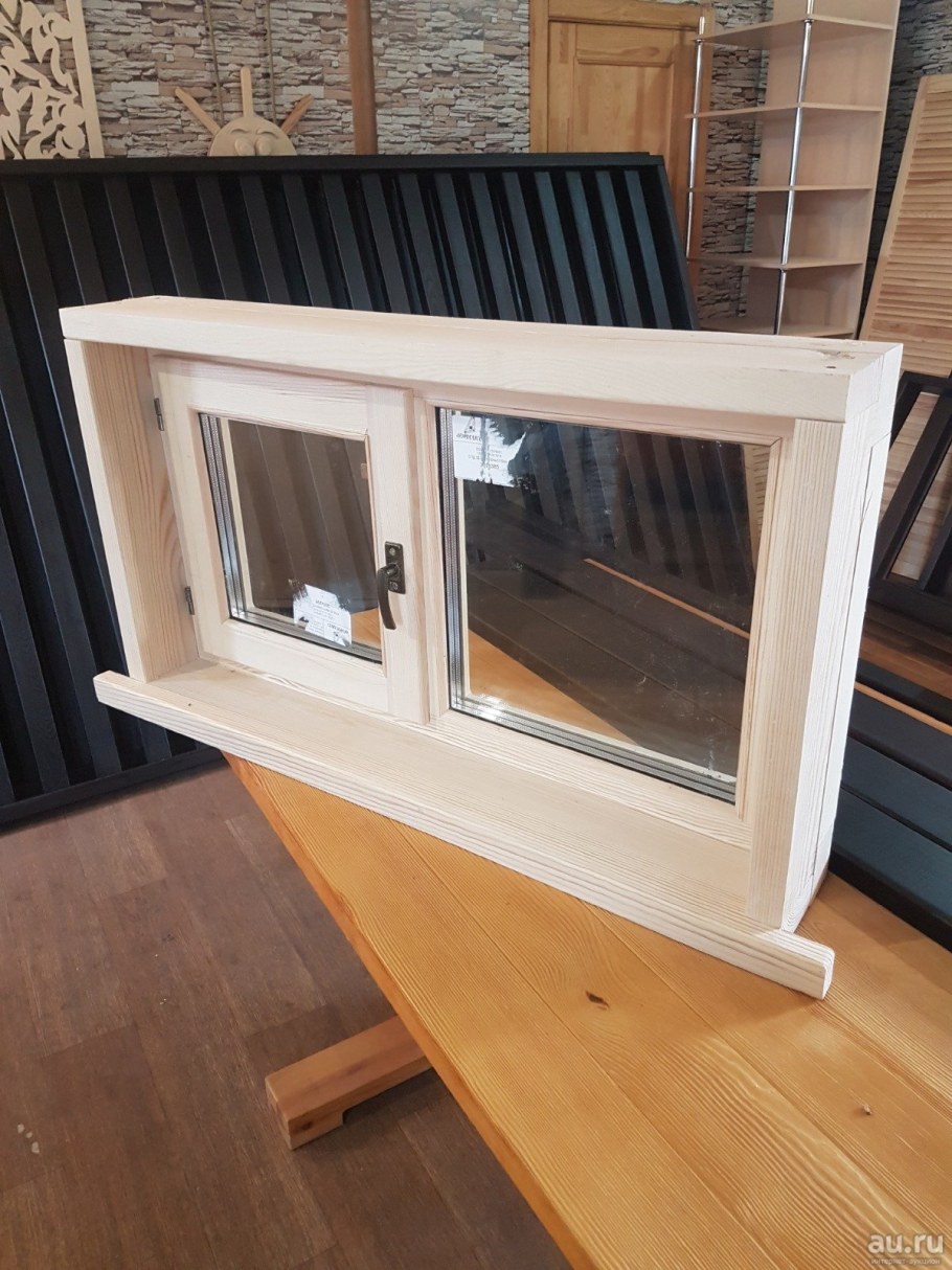 Деревянный стеклопакет для бани
