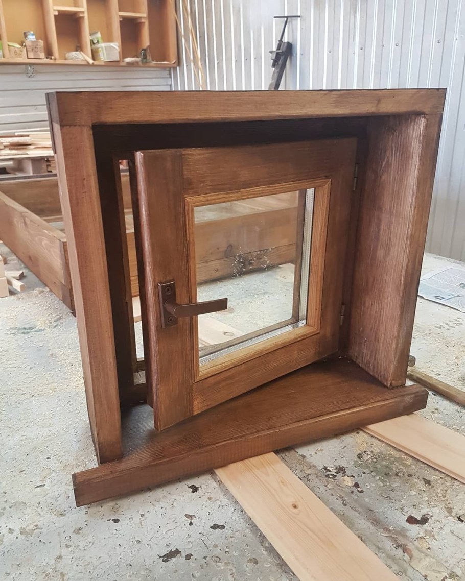 Деревянный стеклопакет для бани