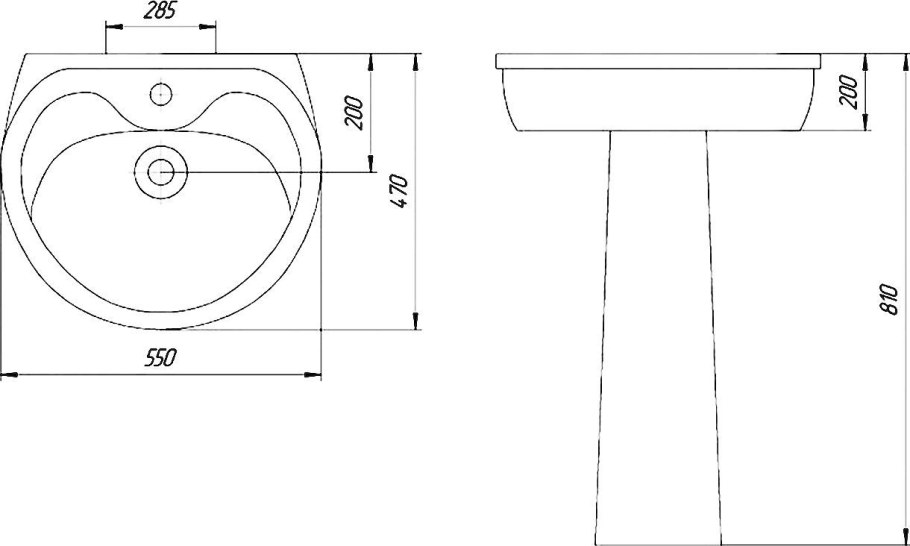Умывальник Элеганс 60 белый Rosa