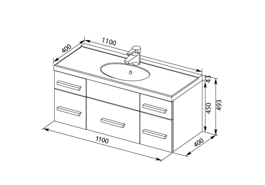 Раковина-столешница 110 см Aquanet Данте 110