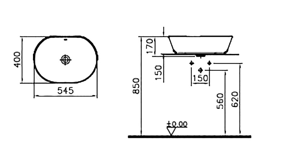 Раковина Vitra geo 7425b003-0012
