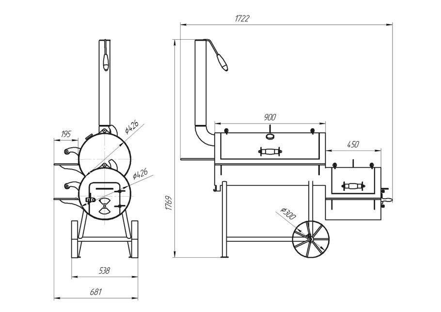 Смокер гриль чертеж