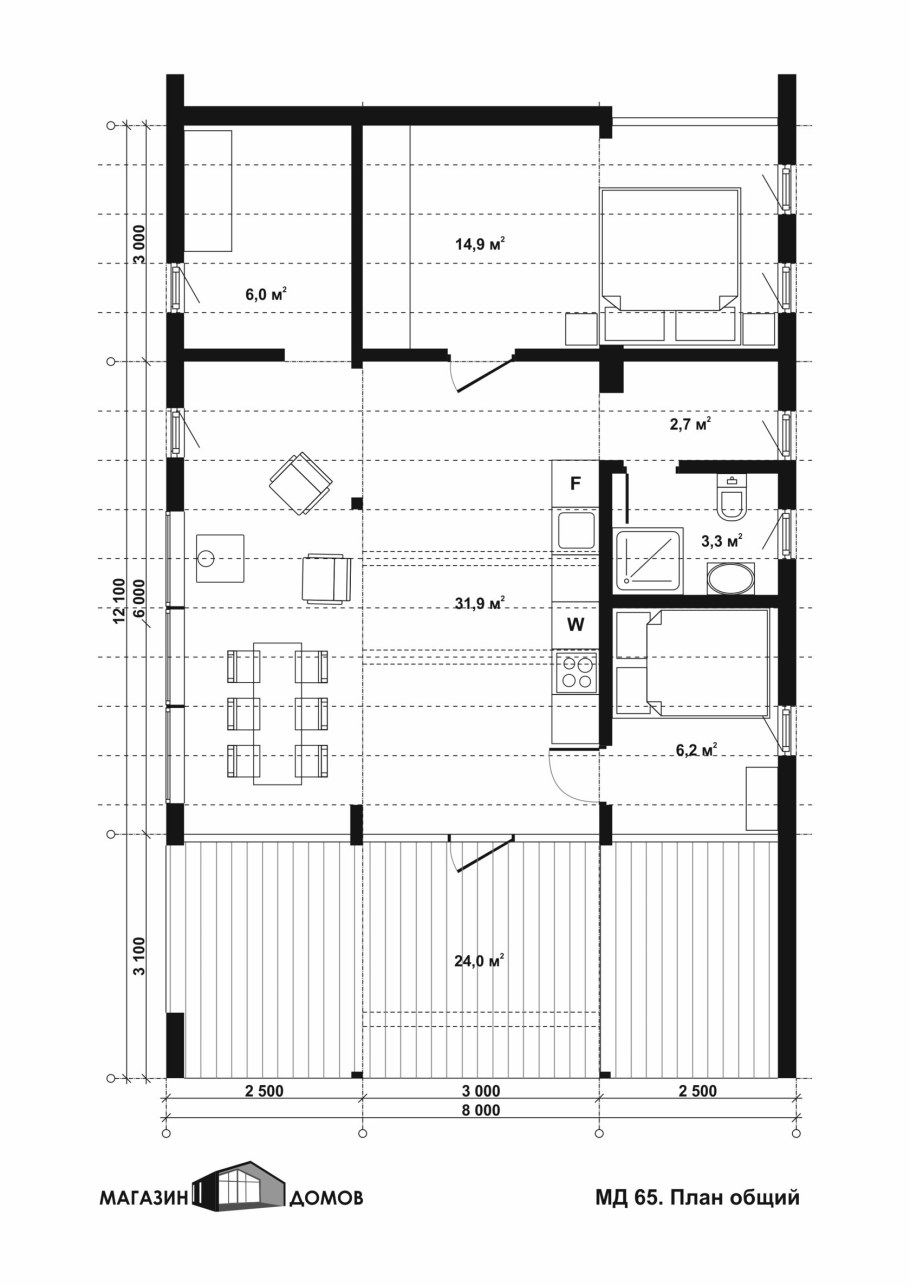 Чертеж каркасного сарая 4х3
