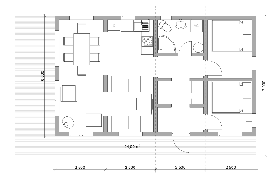 ДУБЛЬДОМ планировка 6x10