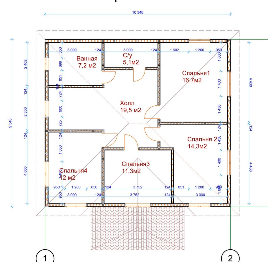 Барнхаус 60м2 одноэтажный планировка