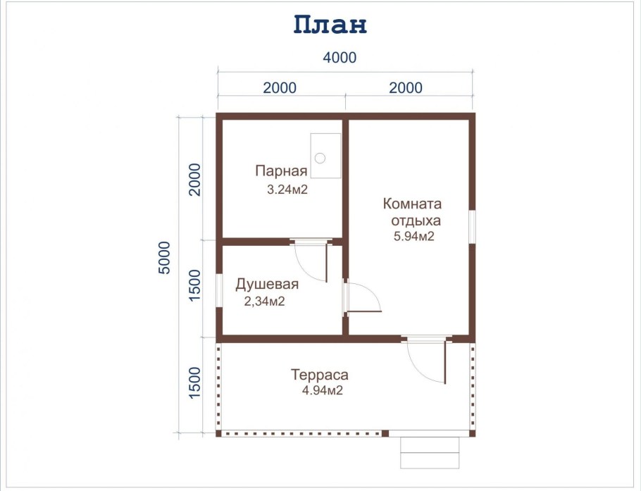 Баня 5 на 4 планировка