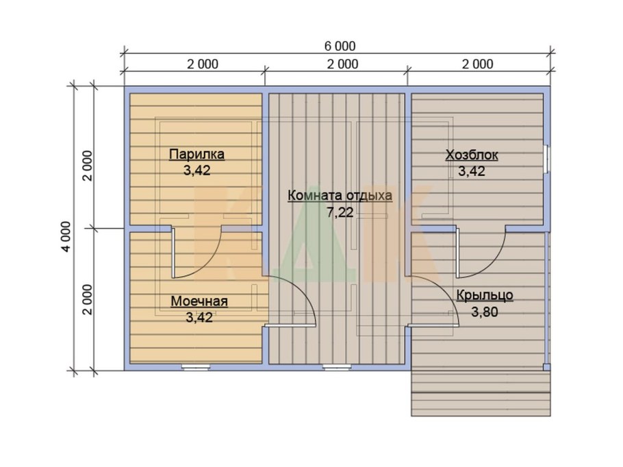 Каркасная баня 6х4.5