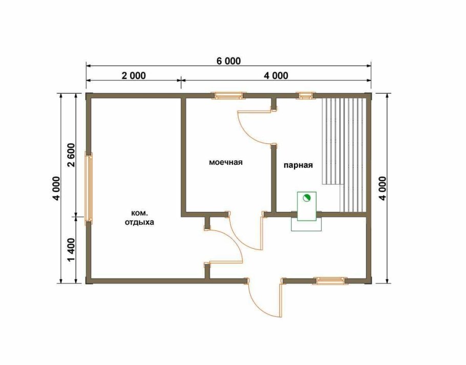 Бани из бруса 3,5 х4 планировка