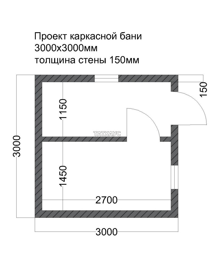 Чертеж каркасной бани 6х3
